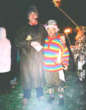 Simon and Malcolm Wassailing Apple trees!!